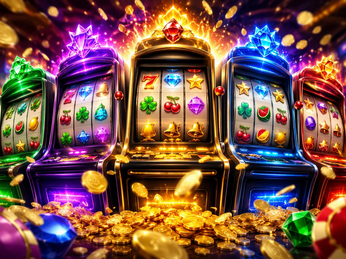 Tampilan permainan slot 7777W dengan gulungan reel dan simbol berwarna